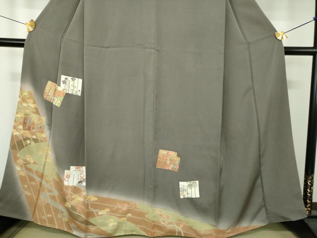 平和屋着物●訪問着　駒刺繍　源氏香花文　暈し染め　金彩　正絹　逸品　DABE5926ps