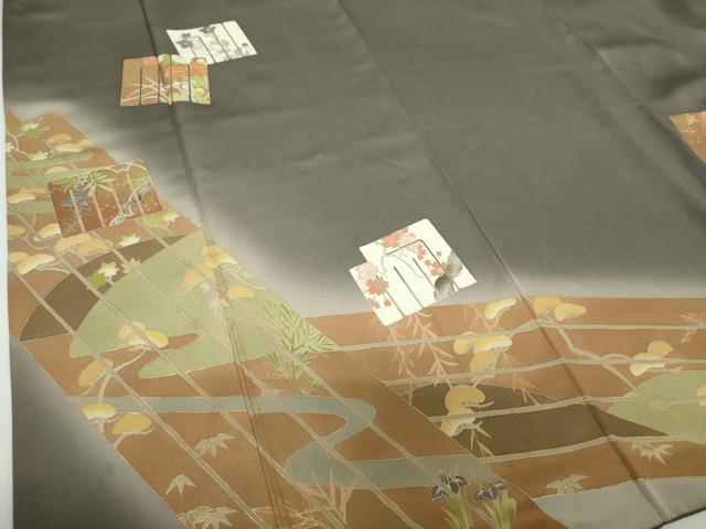 平和屋着物●訪問着　駒刺繍　源氏香花文　暈し染め　金彩　正絹　逸品　DABE5926ps