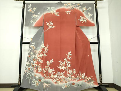 平和屋着物●訪問着　作家物　橘　笹文　暈し染め　金彩　正絹　逸品　DABE5928ps