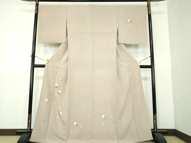 平和屋着物●訪問着　刺繍　絞り　色紙立波笹文　金彩　正絹　逸品　DABE5930ps