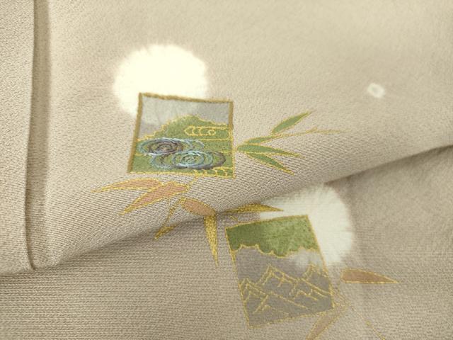 平和屋着物●訪問着　刺繍　絞り　色紙立波笹文　金彩　正絹　逸品　DABE5930ps