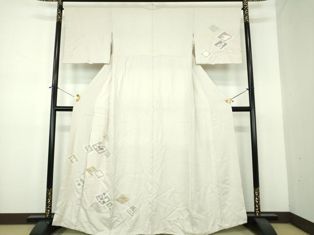 平和屋着物●訪問着　刺繍　絞り　花菱文　金彩　正絹　逸品　DABE5932ps