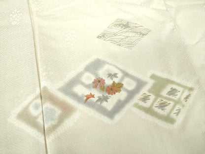 平和屋着物●訪問着　刺繍　絞り　花菱文　金彩　正絹　逸品　DABE5932ps