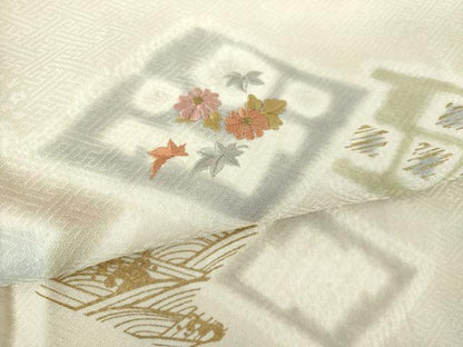 平和屋着物●訪問着　刺繍　絞り　花菱文　金彩　正絹　逸品　DABE5932ps