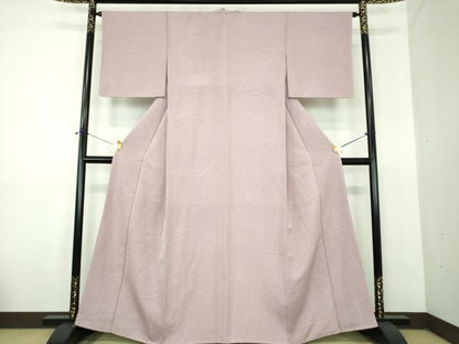 平和屋着物●上質な色無地　芝地紋　薄色　正絹　逸品　未使用　DABE5933ps