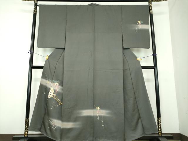 平和屋着物●訪問着　竹屋町刺繍　総刺繍　花車文　暈し染め　金糸　正絹　逸品　DABE5934ps