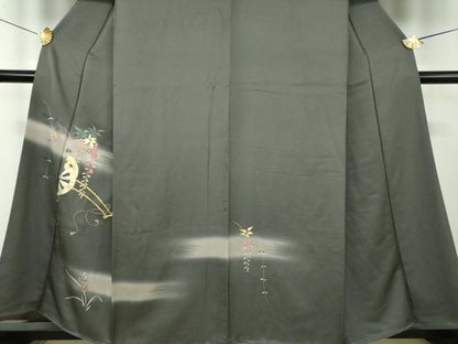 平和屋着物●訪問着　竹屋町刺繍　総刺繍　花車文　暈し染め　金糸　正絹　逸品　DABE5934ps