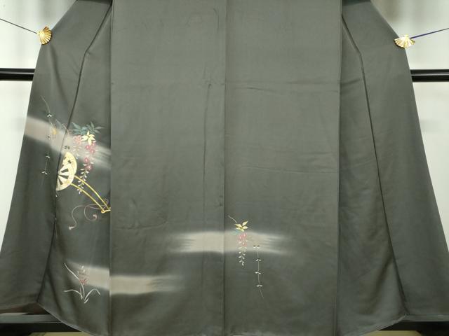 平和屋着物●訪問着　竹屋町刺繍　総刺繍　花車文　暈し染め　金糸　正絹　逸品　DABE5934ps
