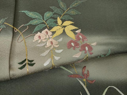 平和屋着物●訪問着　竹屋町刺繍　総刺繍　花車文　暈し染め　金糸　正絹　逸品　DABE5934ps