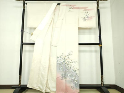 平和屋着物●訪問着　胴抜き仕立て　枝垂れ桜　暈し染め　金銀彩　正絹　逸品　DABE5935ps