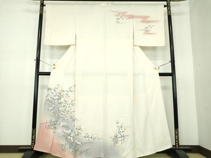 平和屋着物●訪問着　胴抜き仕立て　枝垂れ桜　暈し染め　金銀彩　正絹　逸品　DABE5935ps