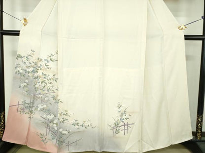 平和屋着物●訪問着　胴抜き仕立て　枝垂れ桜　暈し染め　金銀彩　正絹　逸品　DABE5935ps