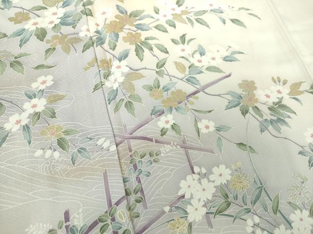 平和屋着物●訪問着　胴抜き仕立て　枝垂れ桜　暈し染め　金銀彩　正絹　逸品　DABE5935ps