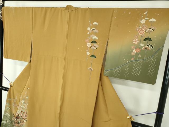 平和屋着物●訪問着　舞桜蝶文　暈し染め　金銀彩　正絹　逸品　DABE5936ps