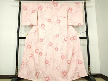 平和屋着物●上質な小紋　総絞り　槍梅　正絹　逸品　DABE5938ps