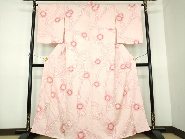 平和屋着物●上質な小紋　総絞り　槍梅　正絹　逸品　DABE5938ps