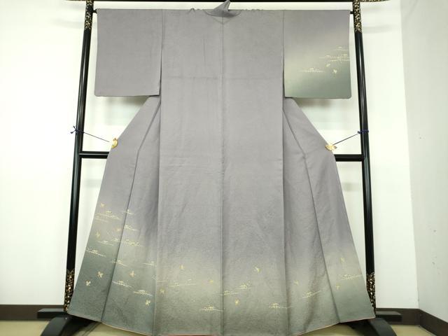 平和屋着物●訪問着　笹文　暈し染め　金通し地　正絹　逸品　DABE5942ps