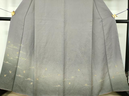 平和屋着物●訪問着　笹文　暈し染め　金通し地　正絹　逸品　DABE5942ps