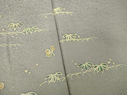平和屋着物●訪問着　笹文　暈し染め　金通し地　正絹　逸品　DABE5942ps