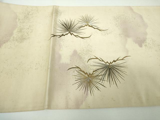 平和屋着物▼太鼓柄袋帯　総手刺繍　尾長鳥　金銀糸　正絹　逸品　DABE5958ps