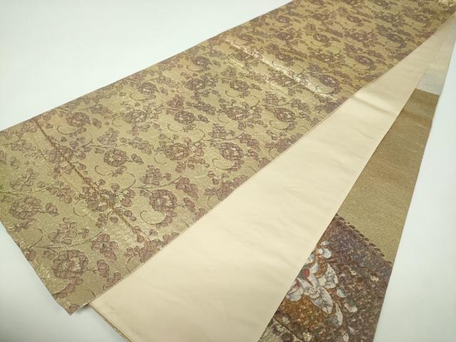 平和屋着物▼六通柄袋帯　ふくれ織　辻が花　金糸　正絹　逸品　DABE5970ps