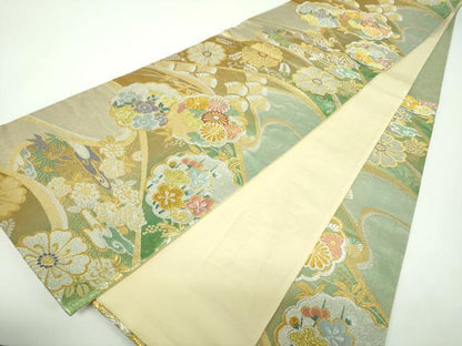 平和屋着物▼六通柄袋帯　唐織　松竹梅　吉祥花文　金銀糸　正絹　逸品　DABE5978ps