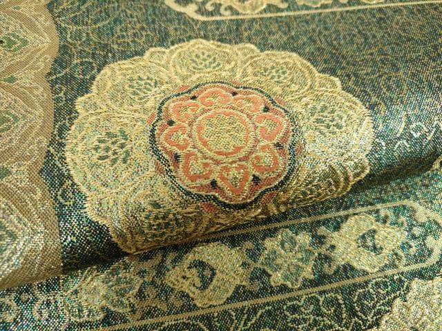 平和屋着物▼六通柄袋帯　正倉院花紋　金糸　正絹　逸品　DABE5982ps