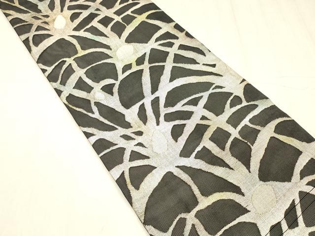 平和屋着物＊夏物 つけ帯 抽象文様 黒地 金銀糸 正絹 逸品 DABE6003cm
