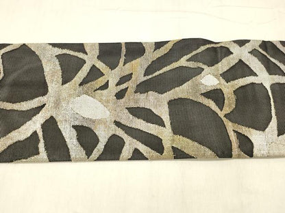 平和屋着物＊夏物 つけ帯 抽象文様 黒地 金銀糸 正絹 逸品 DABE6003cm