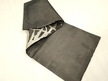 平和屋着物＊夏物 つけ帯 抽象文様 黒地 金銀糸 正絹 逸品 DABE6003cm