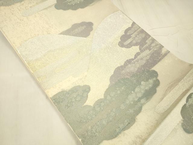 平和屋着物＊夏物　六通柄袋帯　遠山文　金銀糸　引箔　正絹　逸品　DABE6005cm