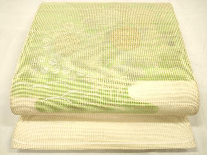 平和屋着物＊夏物 太鼓柄 本袋帯 草花文 金銀糸 正絹 逸品 DABE6006cm