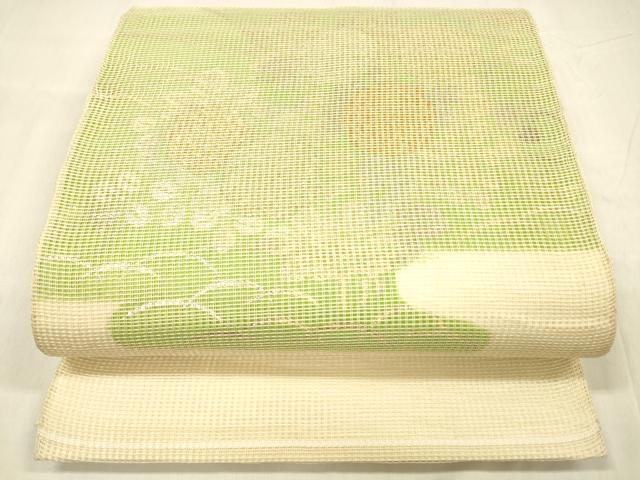 平和屋着物＊夏物 太鼓柄 本袋帯 草花文 金銀糸 正絹 逸品 DABE6006cm