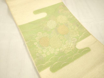 平和屋着物＊夏物 太鼓柄 本袋帯 草花文 金銀糸 正絹 逸品 DABE6006cm