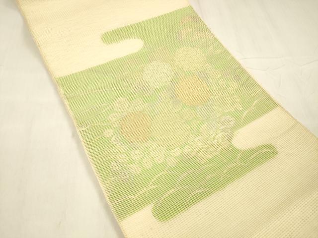 平和屋着物＊夏物 太鼓柄 本袋帯 草花文 金銀糸 正絹 逸品 DABE6006cm