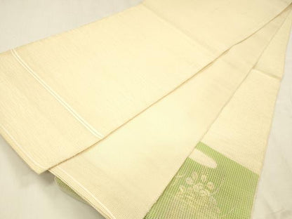 平和屋着物＊夏物 太鼓柄 本袋帯 草花文 金銀糸 正絹 逸品 DABE6006cm