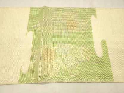 平和屋着物＊夏物 太鼓柄 本袋帯 草花文 金銀糸 正絹 逸品 DABE6006cm