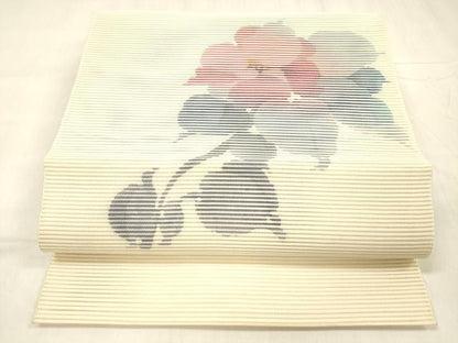 平和屋着物＊夏物 絽綴れ 八寸名古屋帯 ろうけつ染め 作家物 草花文 正絹 逸品 DABE6010cm