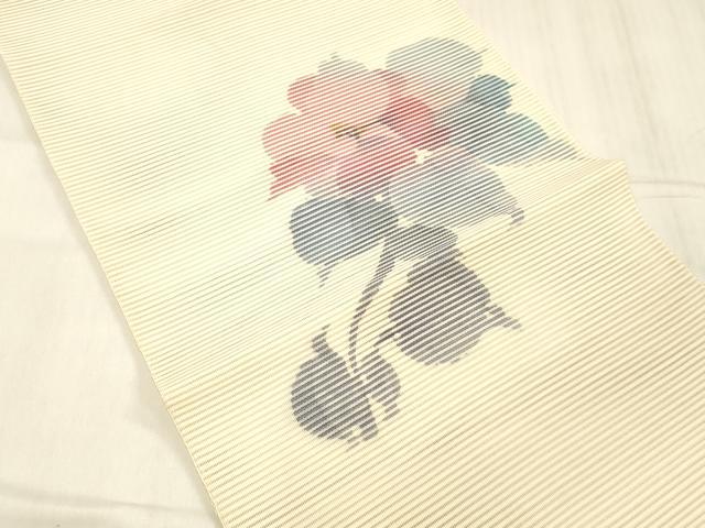 平和屋着物＊夏物 絽綴れ 八寸名古屋帯 ろうけつ染め 作家物 草花文 正絹 逸品 DABE6010cm