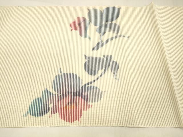 平和屋着物＊夏物 絽綴れ 八寸名古屋帯 ろうけつ染め 作家物 草花文 正絹 逸品 DABE6010cm