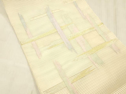 平和屋着物＊夏物 絽綴れ 八寸名古屋帯 抽象文様 金銀糸 正絹 逸品 DABE6012cm