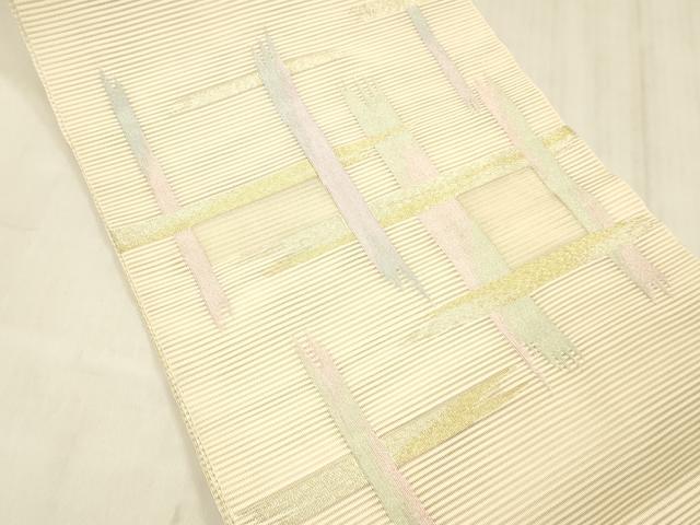 平和屋着物＊夏物 絽綴れ 八寸名古屋帯 抽象文様 金銀糸 正絹 逸品 DABE6012cm