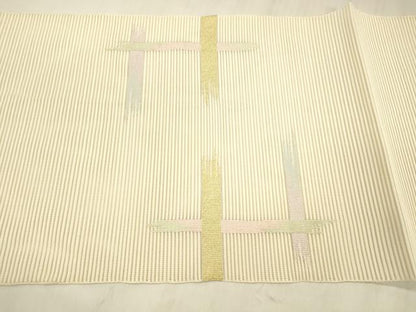 平和屋着物＊夏物 絽綴れ 八寸名古屋帯 抽象文様 金銀糸 正絹 逸品 DABE6012cm
