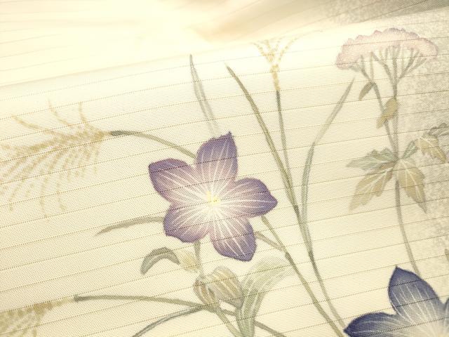 平和屋着物＊夏物 絽塩瀬 九寸名古屋帯 作家物 手描き 籠花文 正絹 逸品 DABE6013cm
