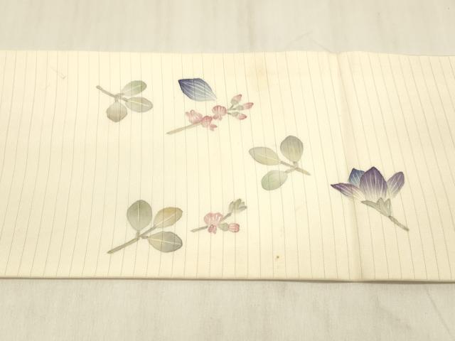 平和屋着物＊夏物 絽塩瀬 九寸名古屋帯 作家物 手描き 籠花文 正絹 逸品 DABE6013cm