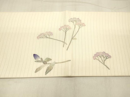 平和屋着物＊夏物 絽塩瀬 九寸名古屋帯 作家物 手描き 籠花文 正絹 逸品 DABE6013cm