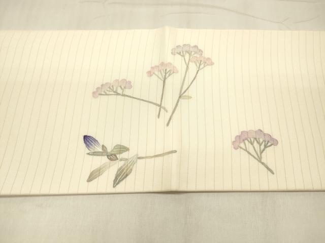 平和屋着物＊夏物 絽塩瀬 九寸名古屋帯 作家物 手描き 籠花文 正絹 逸品 DABE6013cm