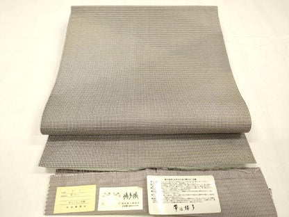 平和屋着物●本場筑前博多織　八寸名古屋帯　霞文　博多金ラベル　証紙付き　松装織物謹製　正絹　逸品　DABE6016cm