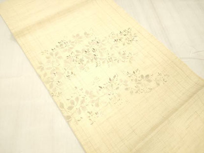 平和屋着物＊夏物 つけ帯 手描き 枝葉文 麻 逸品 DABE6017cm