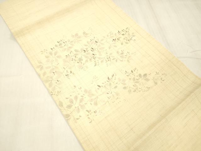 平和屋着物＊夏物 つけ帯 手描き 枝葉文 麻 逸品 DABE6017cm
